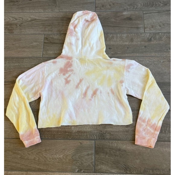 AC/DC High Voltage Thunder Bolt Women’s Small Tie Dye Crop Hoodie Pullover - Picture 2 of 3